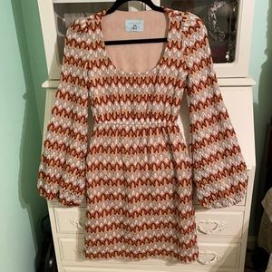 Judith March Sz Small Fall Crocheted Dress-Orange